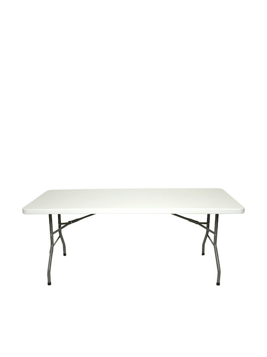 Plastic Masa Catering pentru spații exterioare Pliabil cu schelet metalic Alb 183x77x74buc