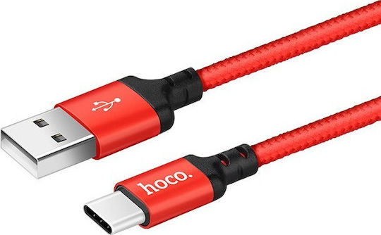 Hoco X14 High Speed Braided USB 2.0 Cable USB-C Male - USB-A 60W PD Red 2m HC-X14TR-2M