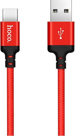 Hoco X14 High Speed Braided USB 2.0 Cable USB-C Male - USB-A 60W PD Red 2m HC-X14TR-2M