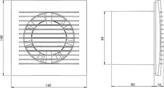 Europlast Wall-mounted Ventilator Bathroom 100mm White