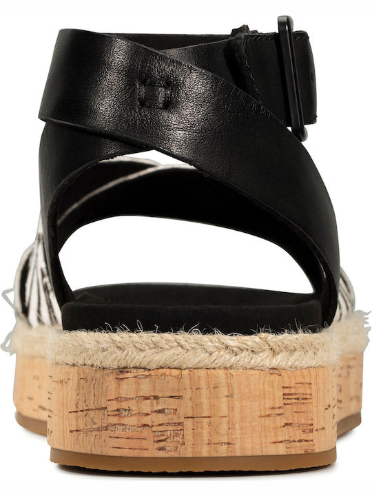 Botanic Poppy Leder Flache Sandalen für Damen mit Riemen Flatforms