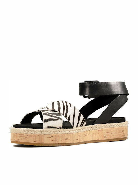 Botanic Poppy Leder Flache Sandalen für Damen mit Riemen Flatforms