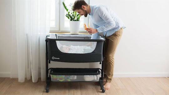 Lionelo Λίκνο Timon με Πλαϊνό Άνοιγμα και Ρόδες Graphite Grey
