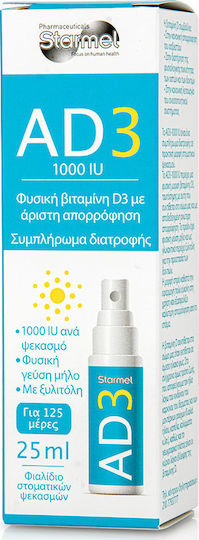 Starmel AD3 Oral Spray Βιταμίνη για Ενίσχυση του Ανοσοποιητικού & την Υγεία των Οστών 1000iu 25ml