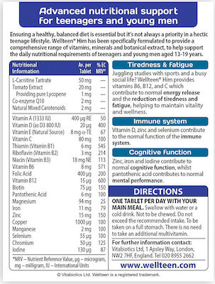 Vitabiotics Wellteen Him Βιταμίνη για Ενέργεια & Ανοσοποιητικό 30 ταμπλέτες