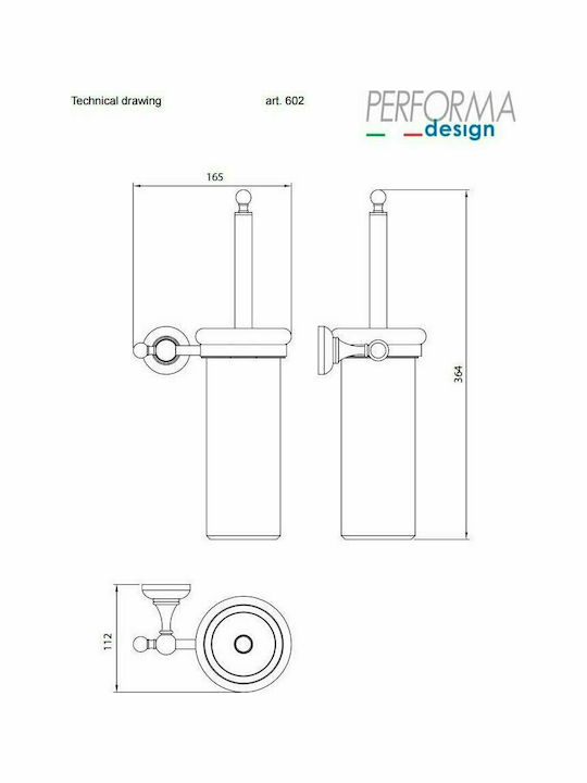 Performa Design Victoria 602 Porțelan Coș de gunoi pentru baie Chrome