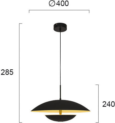 Viokef Monica Ρυθμιζόμενο Κρεμαστό Φωτιστικό Μαύρο LED 40x40εκ.