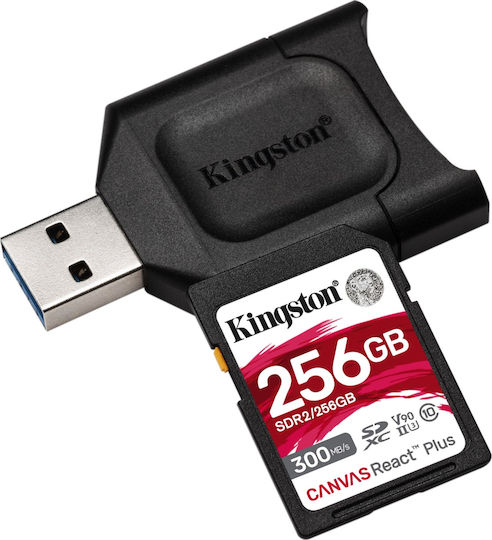Kingston Canvas React Plus SDXC 256GB U3 V90 UHS-II 300MB/s με USB Reader
