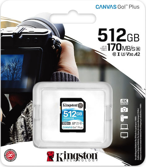 Kingston Canvas Go Plus SDXC 512GB U3 V30 UHS-I 170MB/s