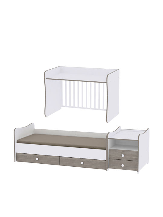 Lorelli Pătuț Bebeluși Multifuncțional Combo Alb-Artwood pentru Saltea 62x110cm