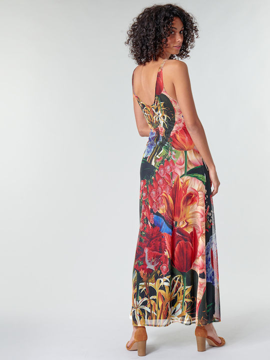 Desigual Alive Maxi Καλοκαιρινό All Day Φόρεμα Αμάνικο Floral