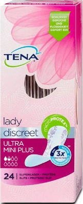 Tena Lady Discreet Ultra Mini Plus Γυναικείες Σερβιέτες Ακράτειας Ελαφριάς Ροής 1.5 Σταγόνες 24τμχ