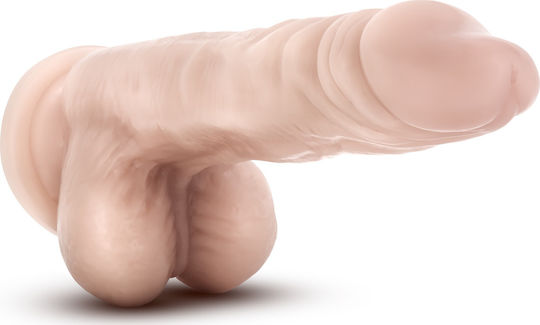 Dr. Skin Stud Muffin Glass Dildo with Balls and Suction Cup Beige 22cm