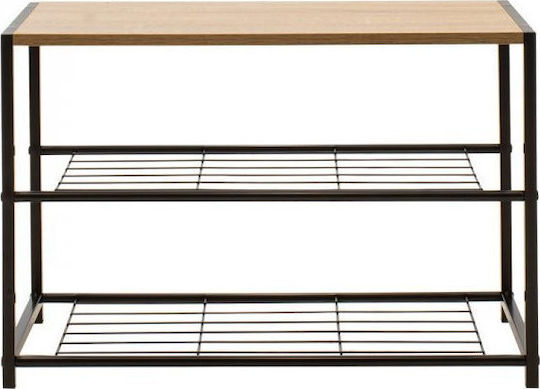 Holz Schuhschrank Ramon mit 2 Regalen Schwarz L63xW30xH43cm