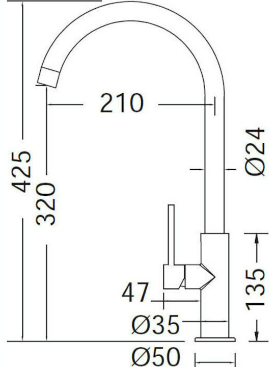 Eurorama 702515 Tall Kitchen Faucet Counter Inox Silver