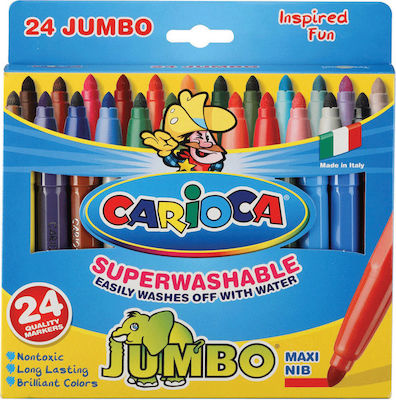 Carioca Jumbo Πλενόμενοι Μαρκαδόροι Ζωγραφικής Χονδροί σε 24 Χρώματα