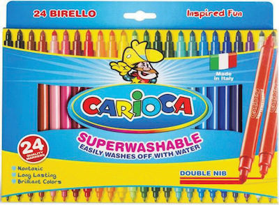 Carioca Birello Double Tip Washable Drawing Markers Thin Double Tip Set 24 Colors 41521