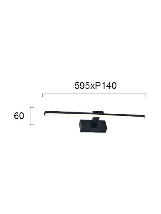 Viokef Jasper Modern Lamp Bathroom with Integrated LED and Warm White Light Black 59.5x6cm