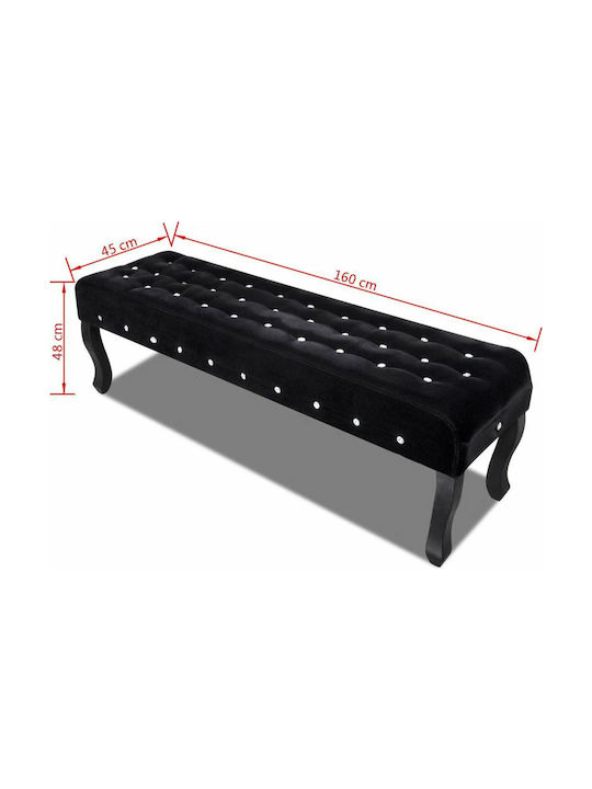 Ταμπουρέ Επενδυμένο με Βελούδο Μαύρο 160x45x48εκ.