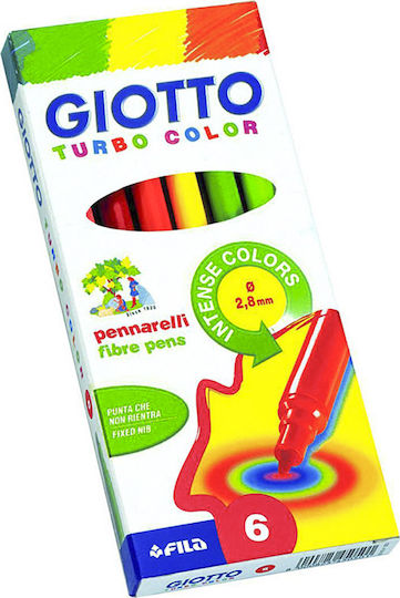 Giotto Turbo Color Drawing Markers Thin Set of 6pcs