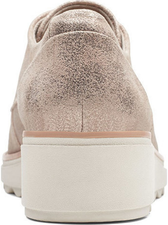 Sharon Crystal Δερμάτινα Γυναικεία Oxfords σε Χρυσό Χρώμα