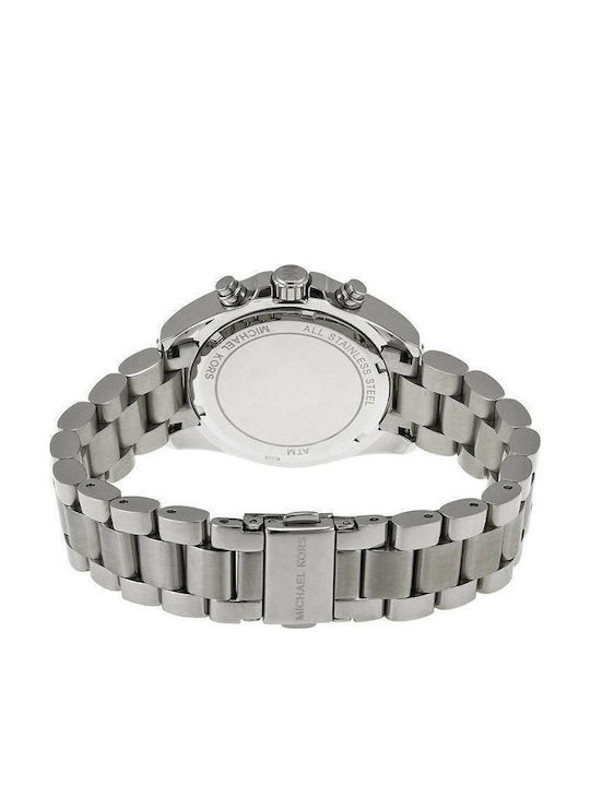 Michael Kors Bradshaw Γυναικείο Ρολόι 34mm Χρονογράφος Μπαταρίας με Ασημί Μεταλλικό Μπρασελέ