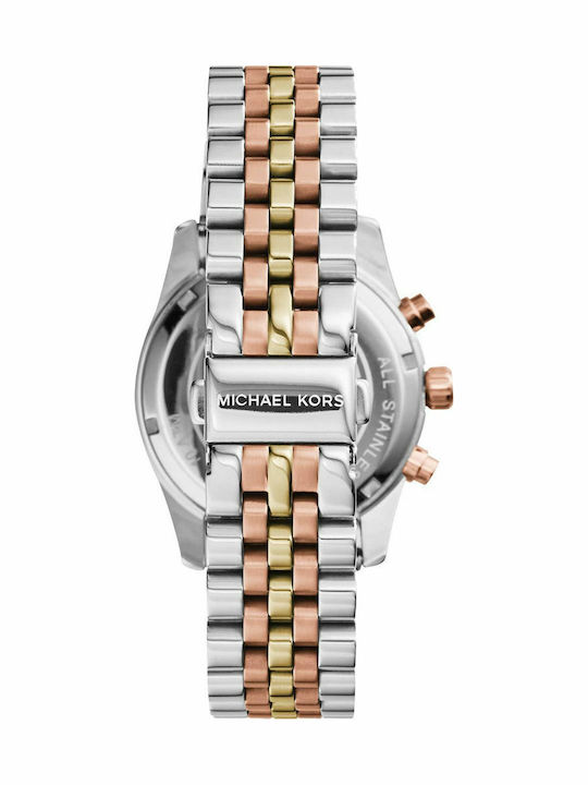 Michael Kors Lexington Women's Watch Chronograph with Pink Gold Metal Bracelet