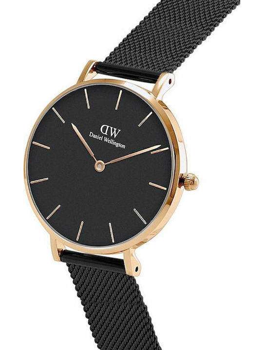 Daniel Wellington Classic Petite Ashfield Women's Watch with Black Metal Bracelet