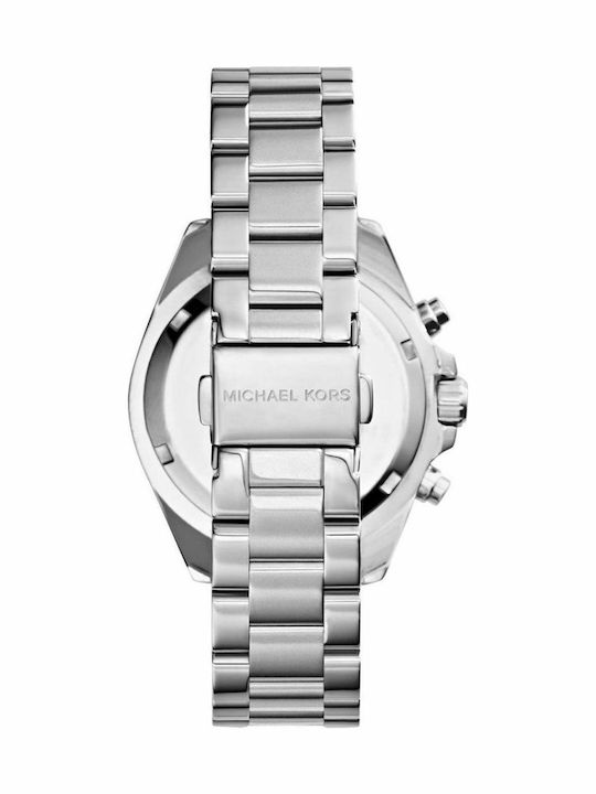 Michael Kors Bradshaw Γυναικείο Ρολόι 34mm Χρονογράφος Μπαταρίας με Ασημί Μεταλλικό Μπρασελέ