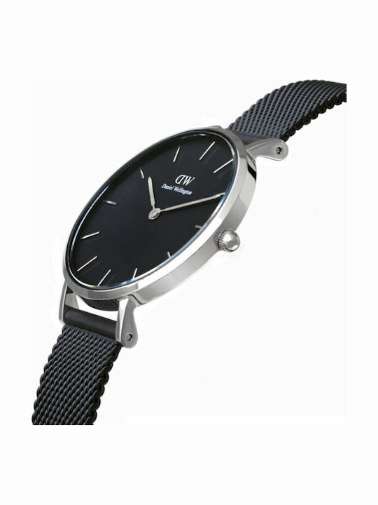Daniel Wellington Petite Ashfield Γυναικείο Ρολόι 32mm Μπαταρίας με Μαύρο Μεταλλικό Μπρασελέ