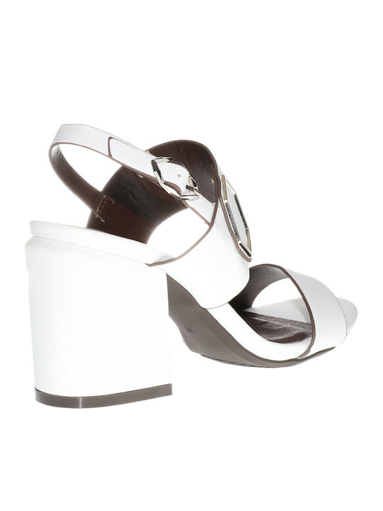 Envie Shoes Women's Sandals with Chunky High Heel In White Colour