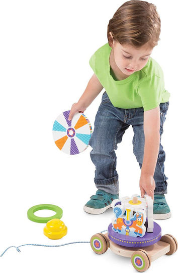 Melissa & Doug Pull-Along Toy First Spinning Carousel Pull Toy with Removable Play Pieces made of Wood for 18++ Months