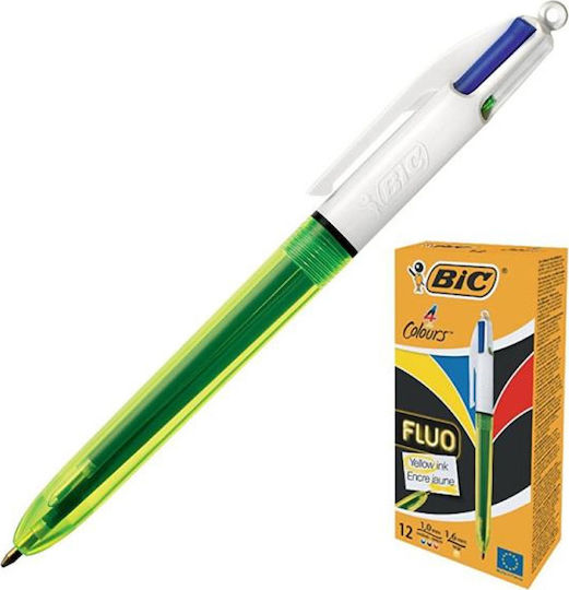 BIC 4 Colours Fluo Στυλό Ballpoint Πολλαπλών Χρωμάτων