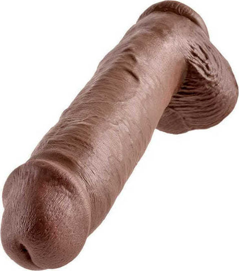 King Cock Realistic Dildo with Scrotum & Suction Cup Brown 28cm