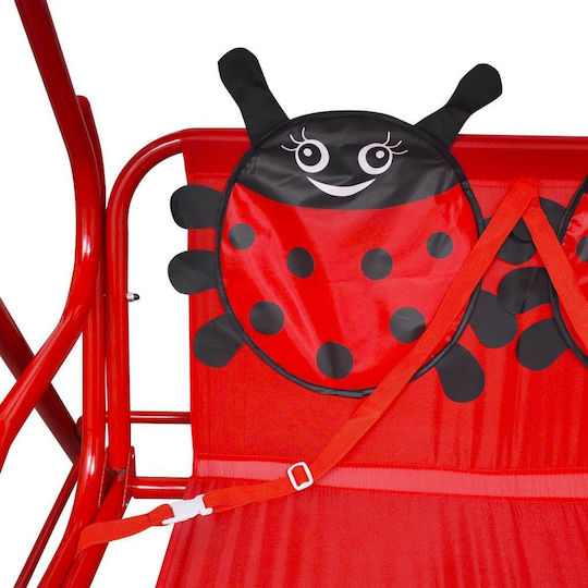 vidaXL Metal Double with Seatbelt Swing Set with Stand Love Bug 110x75x110cm Red