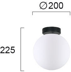 Viokef Stone Πλαφονιέρα Οροφής 20εκ. Μαύρη με Ντουί E27
