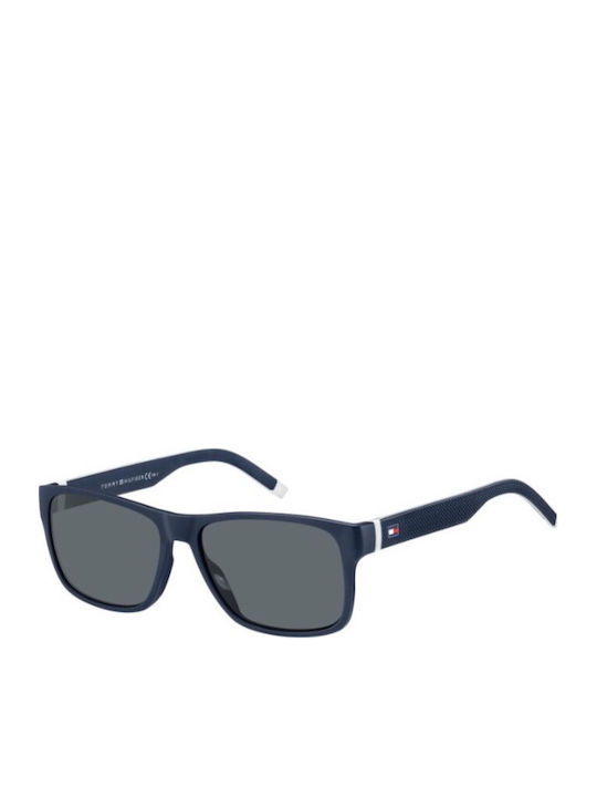 Tommy Hilfiger Men's Sunglasses with Navy Blue Horn-Rimmed Frame and Grey Lens TH1718/S 0JU/IR