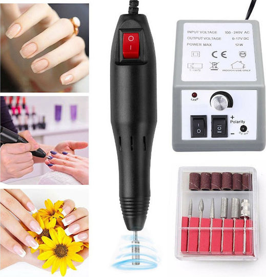 Timeless Tools Freză pentru Unghii Electrică 12W Gri cu Pedală cu 13000 Rotiri pe Minut