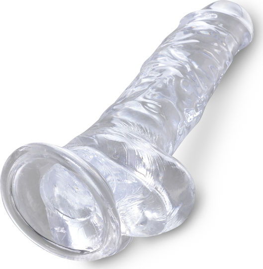 King Cock Ρεαλιστικό Dildo με Όρχεις και Βεντούζα Διάφανο 20cm