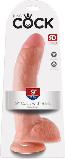 King Cock Ρεαλιστικό Dildo με Όρχεις και Βεντούζα Light 23cm