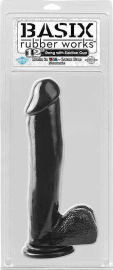 Basix Rubber Works Ρεαλιστικό Dildo με Όρχεις και Βεντούζα Μαύρο 30cm
