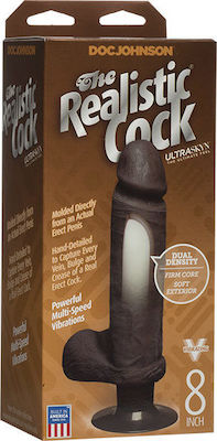 Doc Johnson The Realistic Cock Ultraskyn Vibrating Realistic Vibrator 20.3cm 1160-04-BX Chocolate