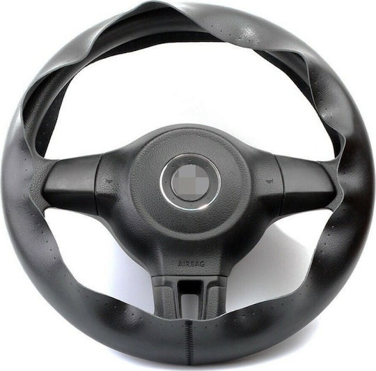 Car Steering Wheel Cover Tailored with Diameter 38cm Leather Black
