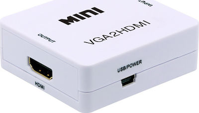 Powertech Μετατροπέας 3.5mm / VGA female σε HDMI female Λευκό (CAB-H107)