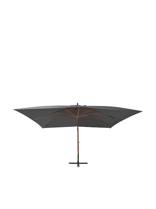 Hanging Square Wicker Grey Garden & Terrace Parasol 4x3m