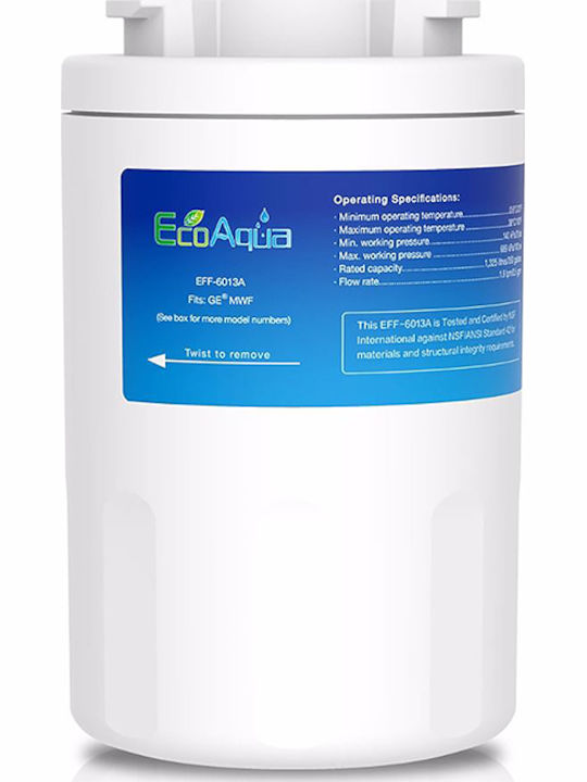 EcoAqua EFF-6013A Activated Carbon Internal Replacement Water Filter for General Electric / Kenmore Refrigerator