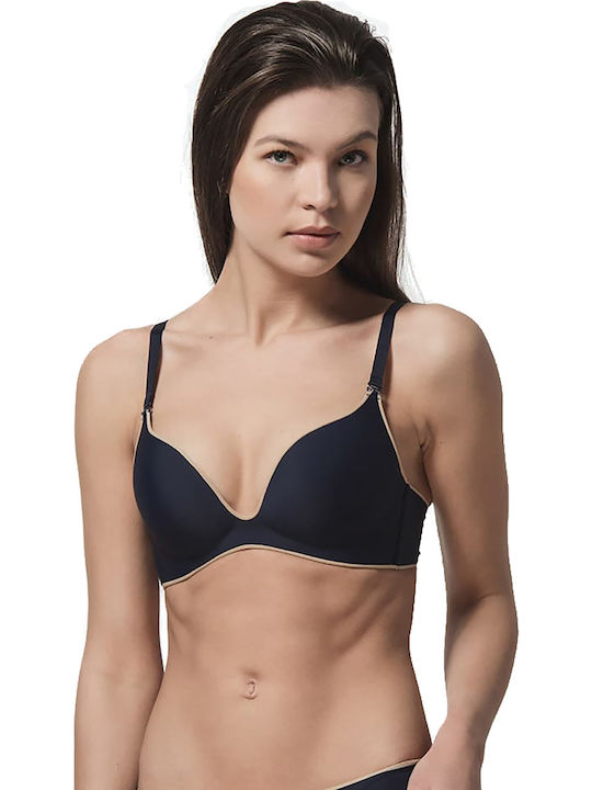 Miracle One Navy Μπλε Σουτιέν Push Up χωρίς Μπανέλες