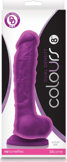 Ns Novelties Colours Dual Density Dildo Realistic Silicone Dildo with Scrotum & Suction Cup Purple 20cm NSN-0403-25