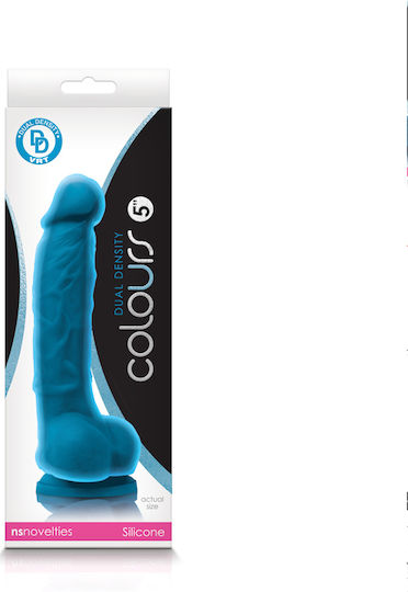 Ns Novelties Colours Dual Density Dildo Dildo realist cu testicule și ventuză Albastru 13cm NSN-0403-17