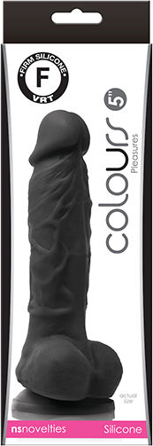 Ns Novelties Colours Pleasures Dildo Realistic Dildo with Balls and Suction Cup Black 13cm
